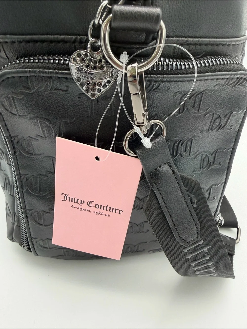Juicy Couture Black Embossed Leather Shoulder Bag